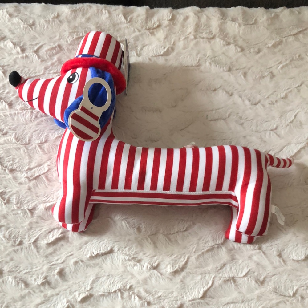 Red & White Striped Patriotic Dachshund Dog Plush Toy for Pets